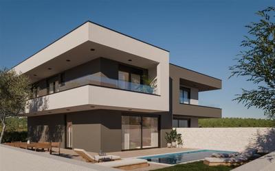Na prodej nový dům se zahrádkou a bazénem, Vodice, Chorvatsko